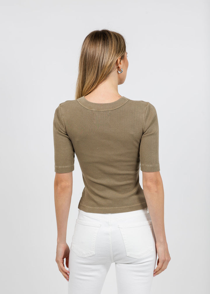 Citizens of Humanity Nali Short Sleeve Henley in Reservoir available at Barbara Katz