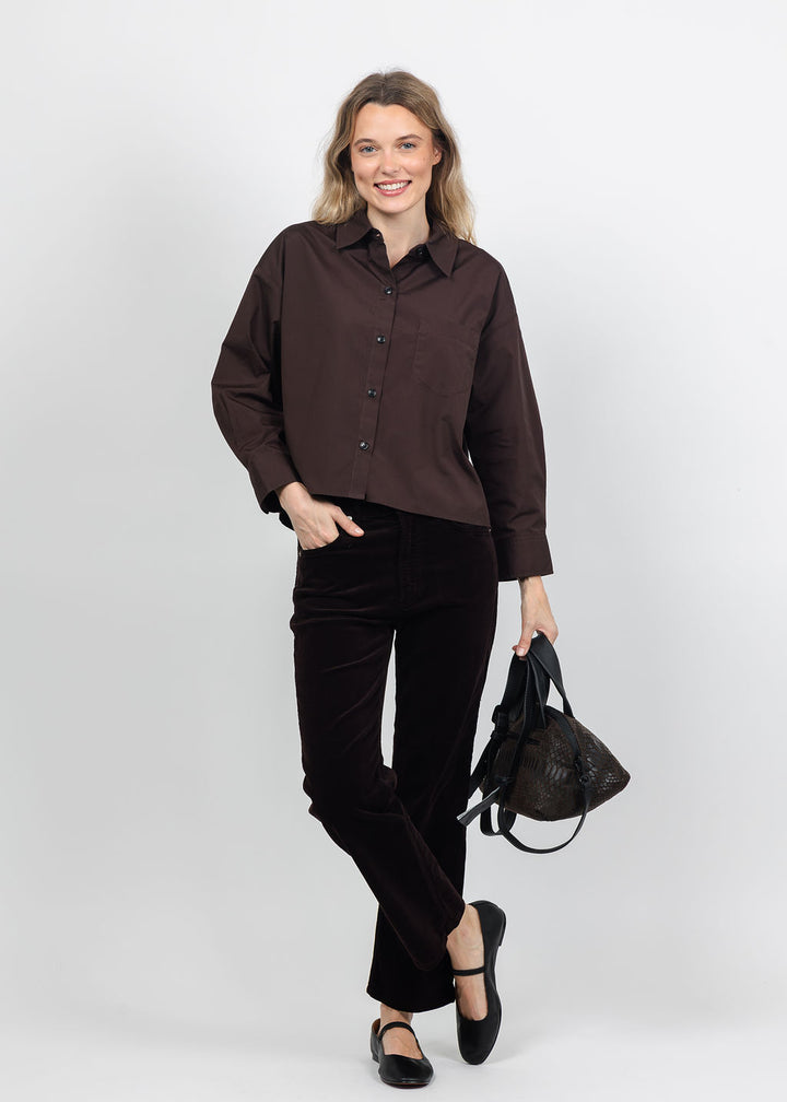 Citizens of Humanity Petit Ami Shirt in Brun paired with Citizens of Humanity Palma Straight Corduroy Pant in Barrister available at Barbara Katz