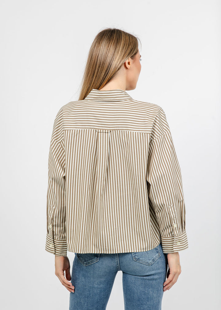 Citizens of Humanity Petit Ami Shirt in Sand Atlas Stripe available at Barbara Katz