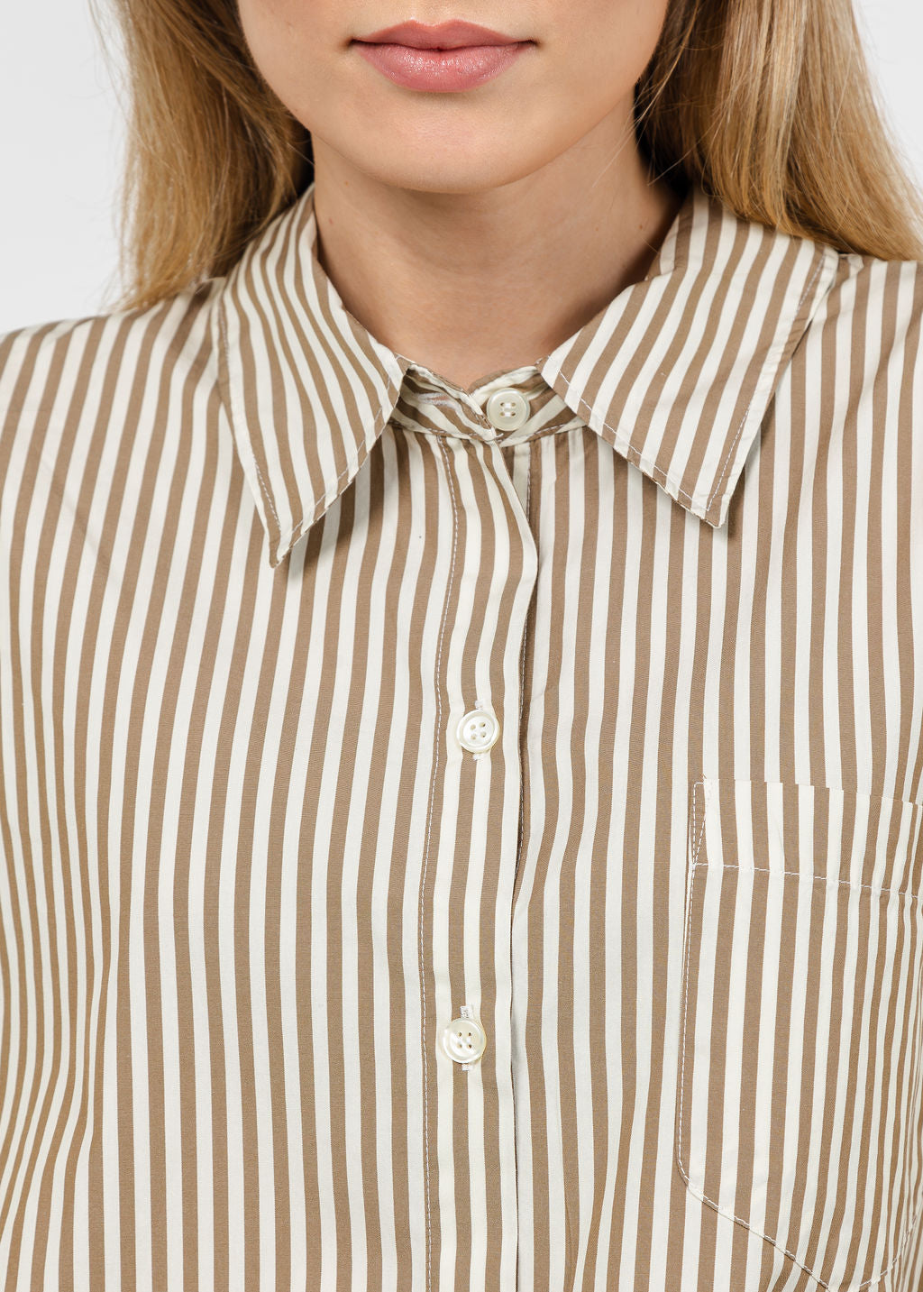 Citizens of Humanity Petit Ami Shirt in Sand Atlas Stripe available at Barbara Katz