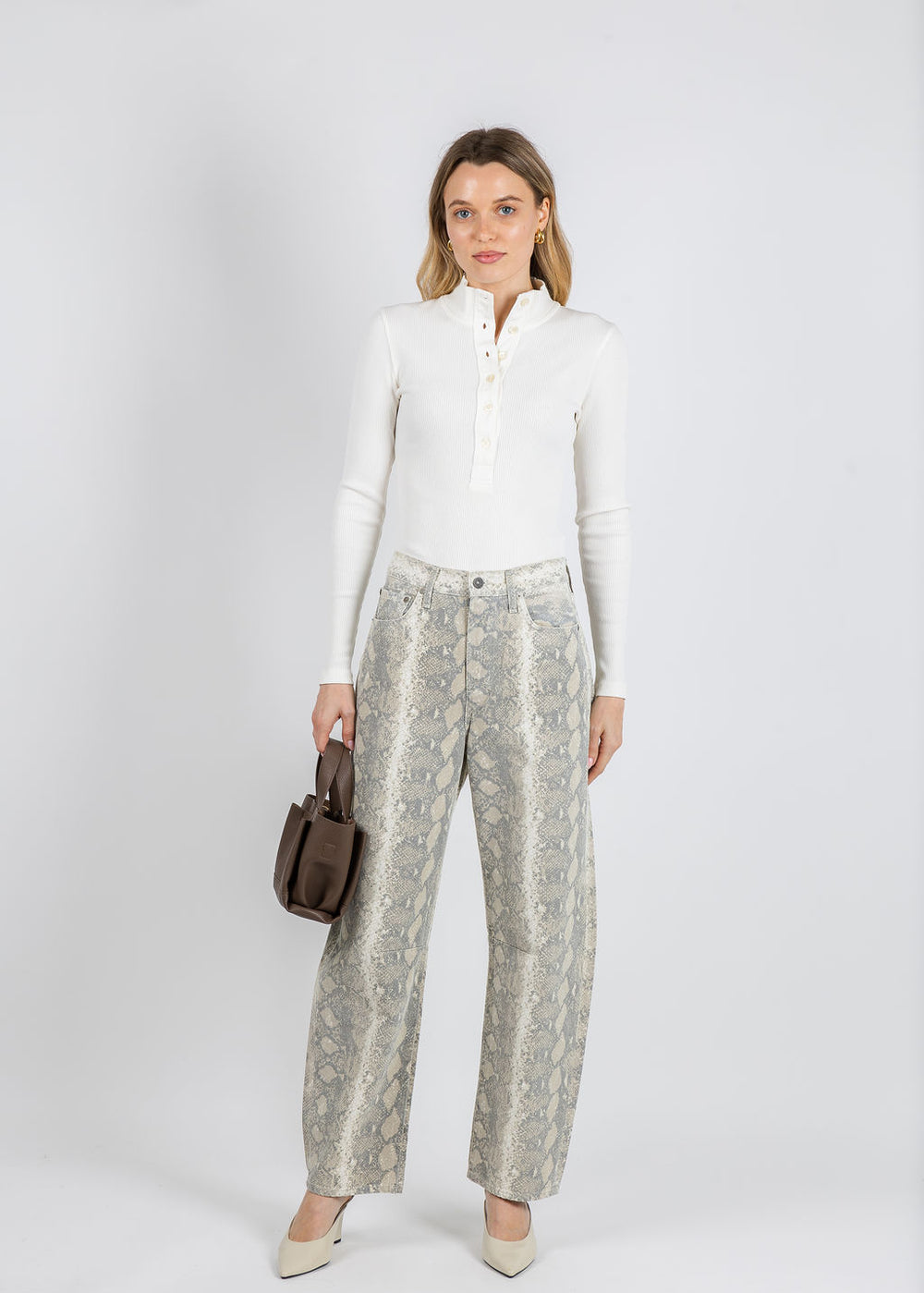 Citizens of Humanity Sheena Henley in Pashmina paired with Citizens of Humanity Miro Long Relaxed Jeans in Python available at Barbara Katz