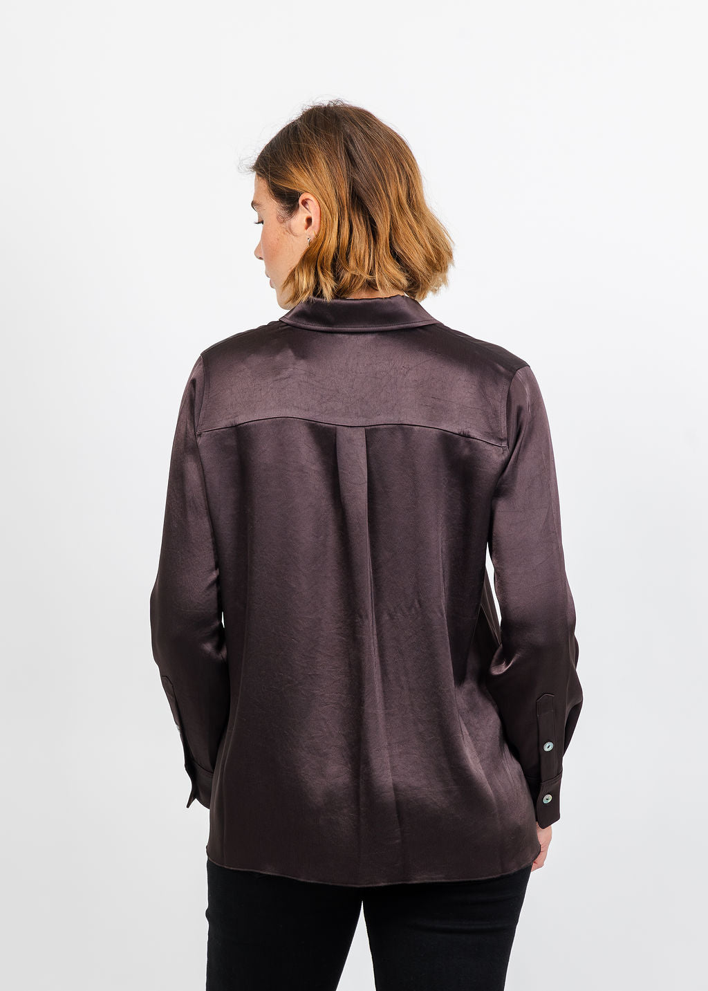Citizens of Humanity Tullah Japanese Hammered Satin Shirt - Espresso available at Barbara Katz