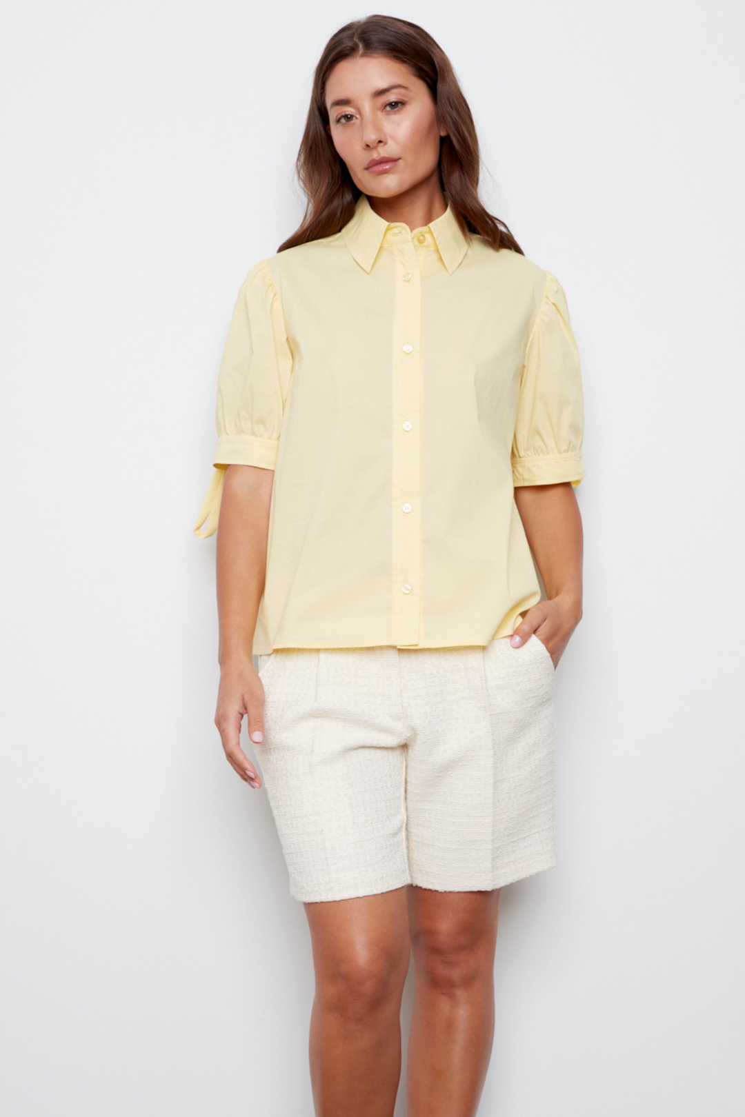 Clara Short Sleeve Buttoned Shirt - Butter Yellow