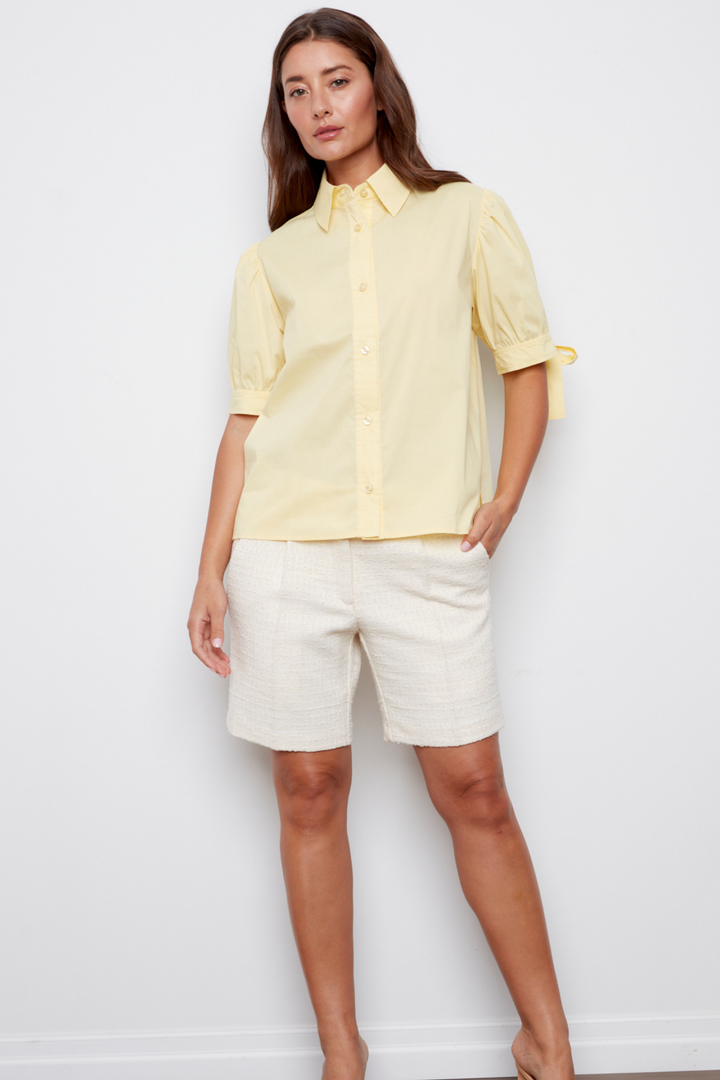 Clara Short Sleeve Buttoned Shirt - Butter Yellow