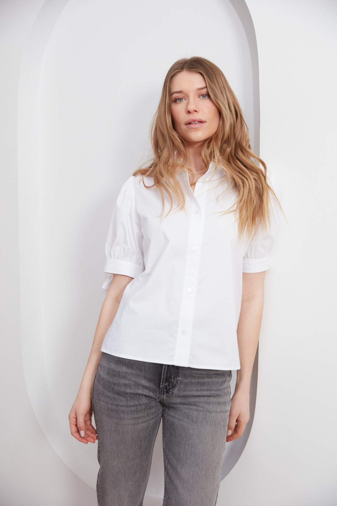 Coco Short Sleeve Buttoned Shirt - White