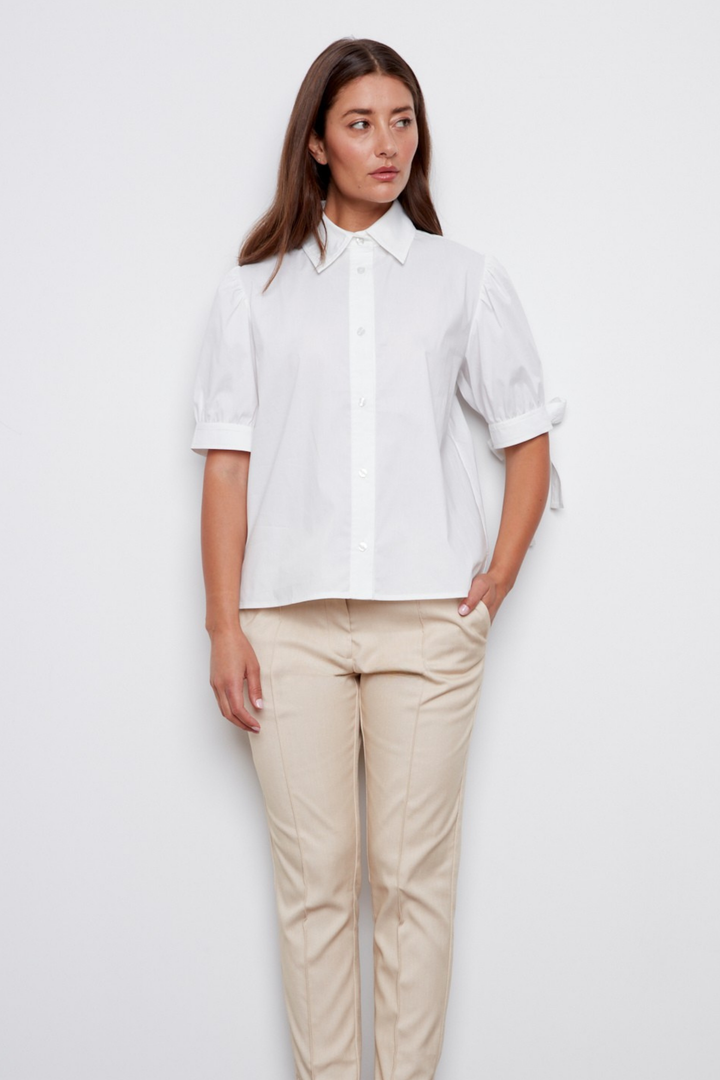 Coco Short Sleeve Buttoned Shirt - White