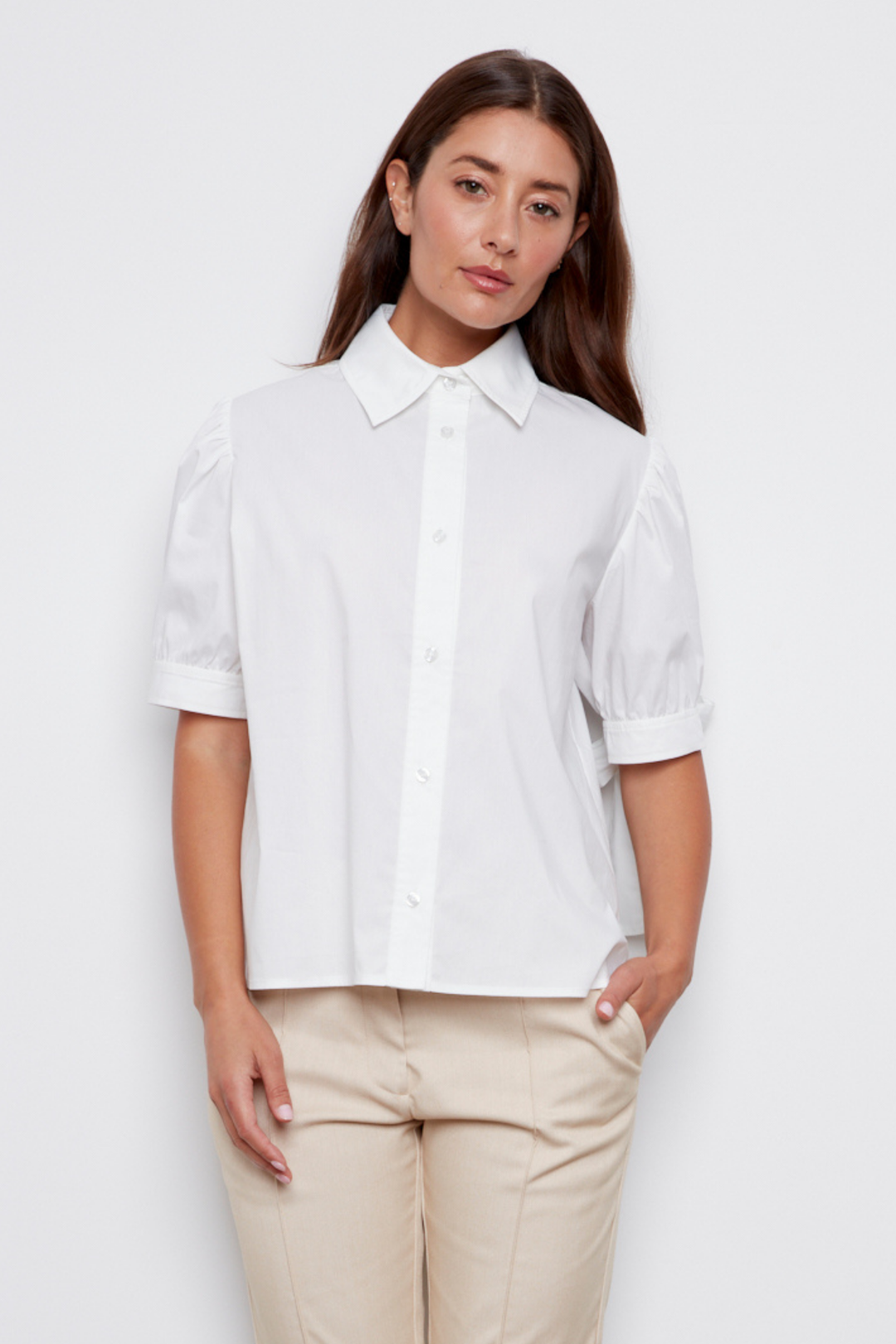 Coco Short Sleeve Buttoned Shirt - White