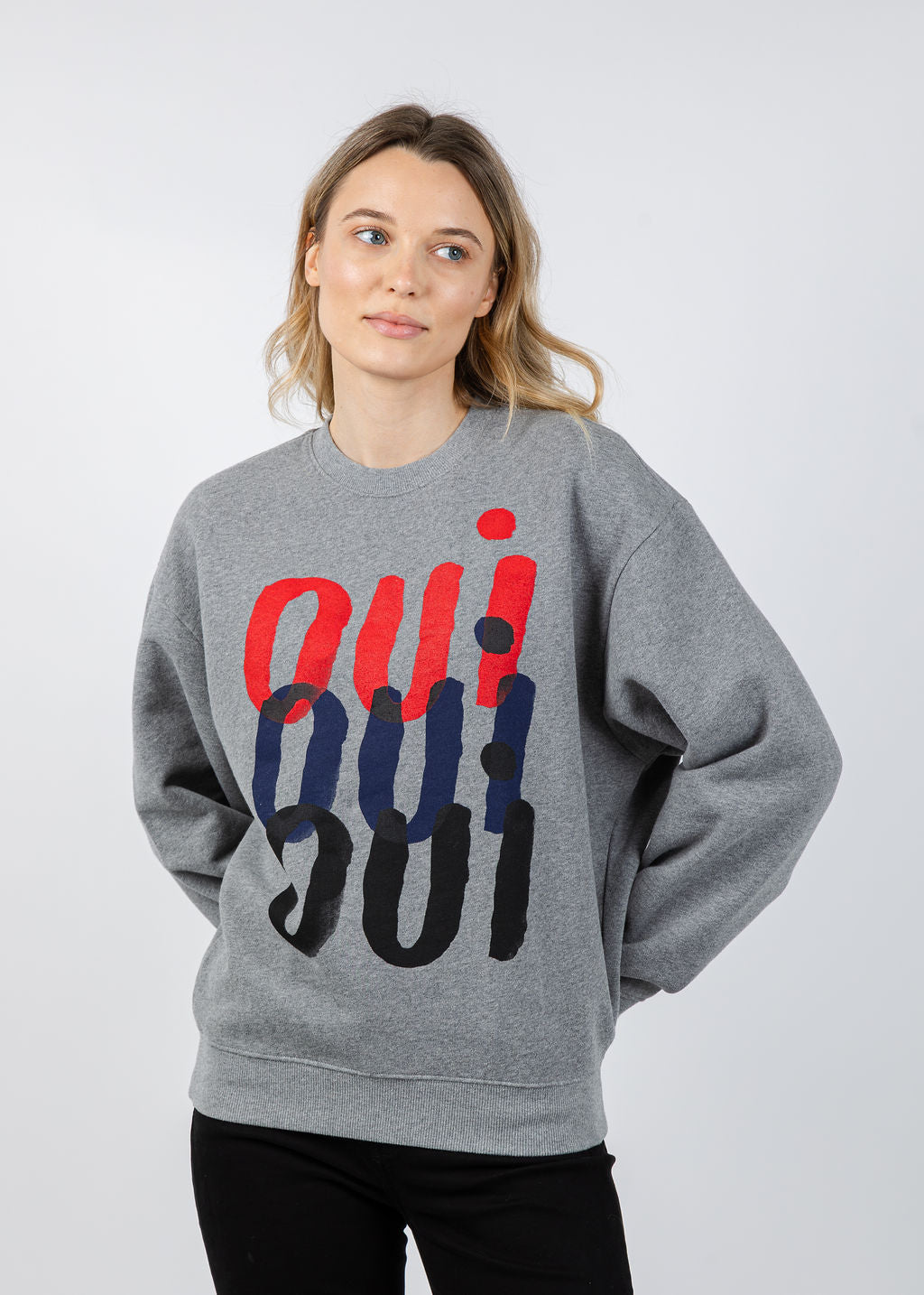 Clare V Oversized Sweatshirt in Grey Melange Triple Oui available at Barbara Katz