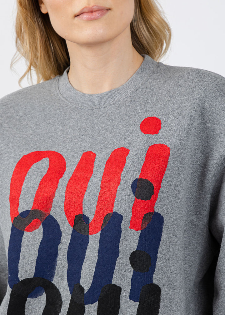 Clare V Oversized Sweatshirt in Grey Melange Triple Oui available at Barbara Katz