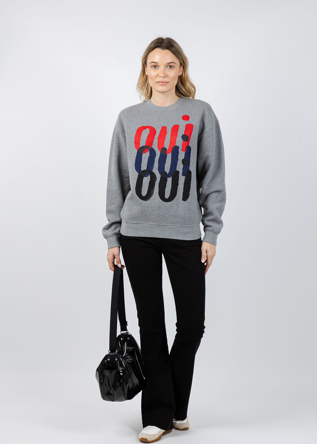 Clare V Oversized Sweatshirt in Grey Melange Triple Oui available at Barbara Katz