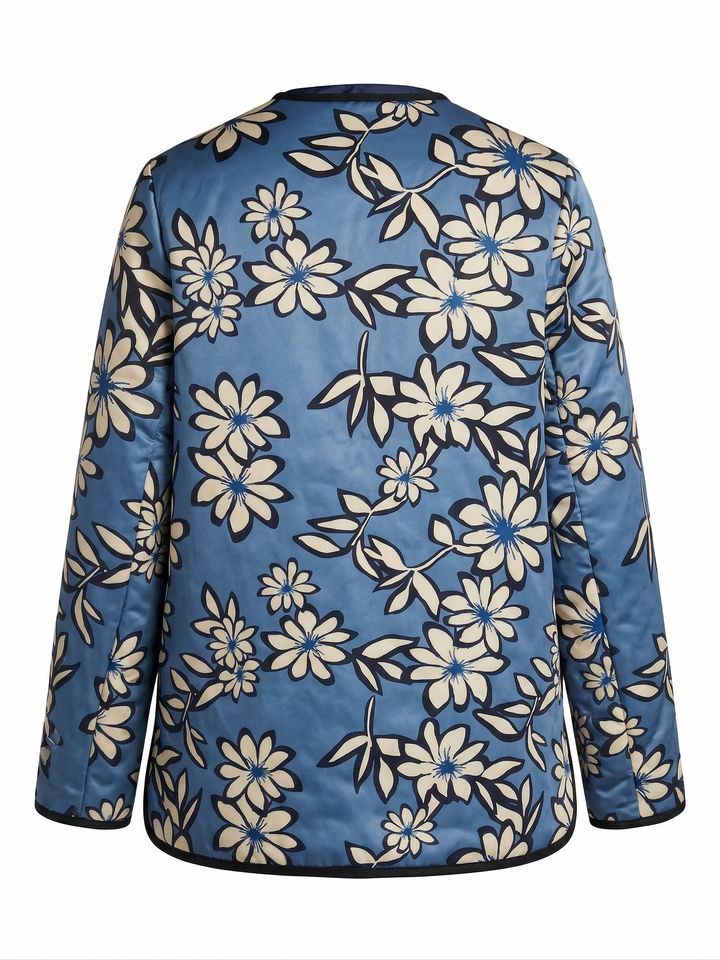 Adroit Atelier Cleo Collarless Reversible Quilted Coat in Navy available at Barbara Katz