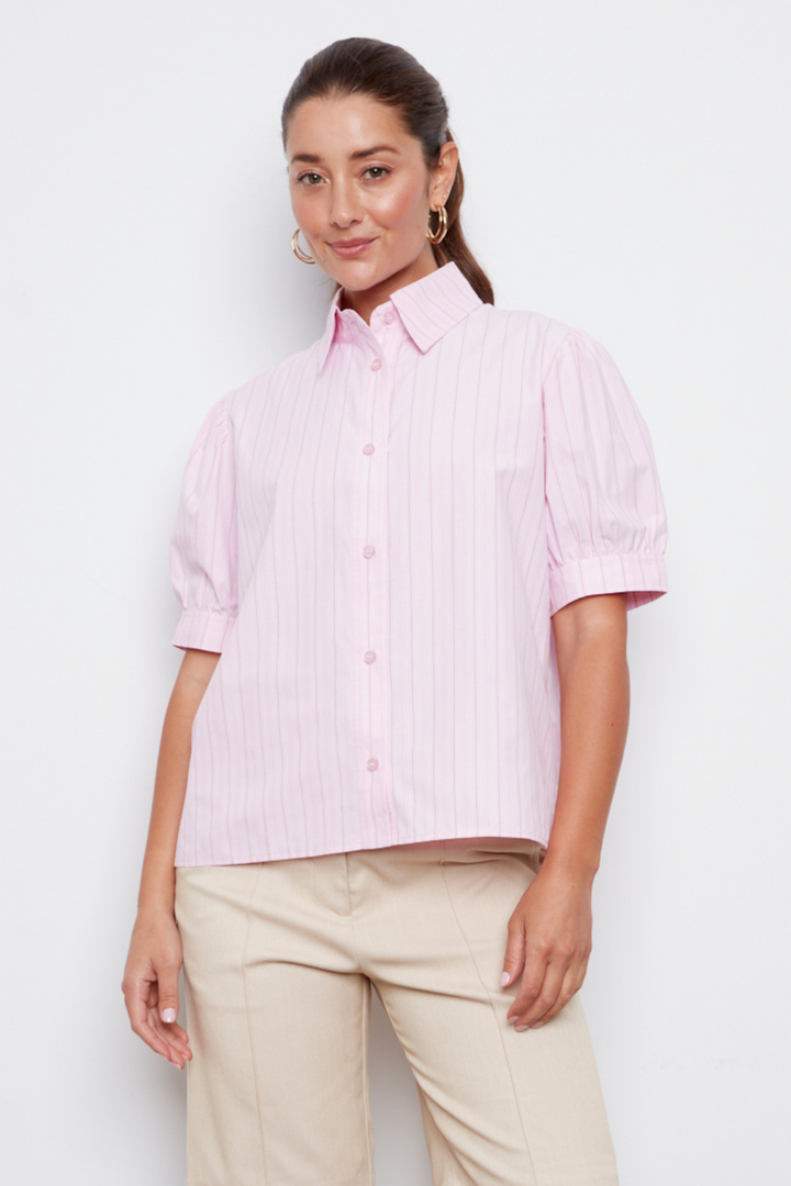 Coco Short Sleeve Buttoned Shirt - Pink-a-boo
