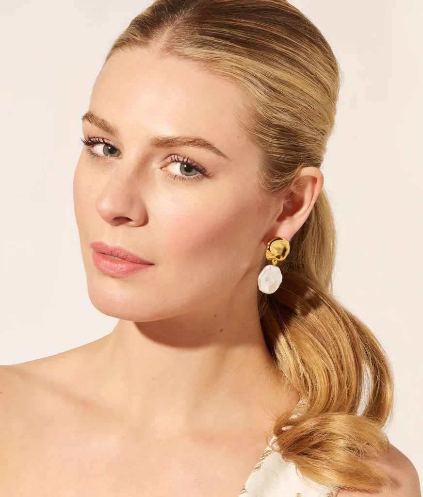 Coin Reflection Clip Earrings