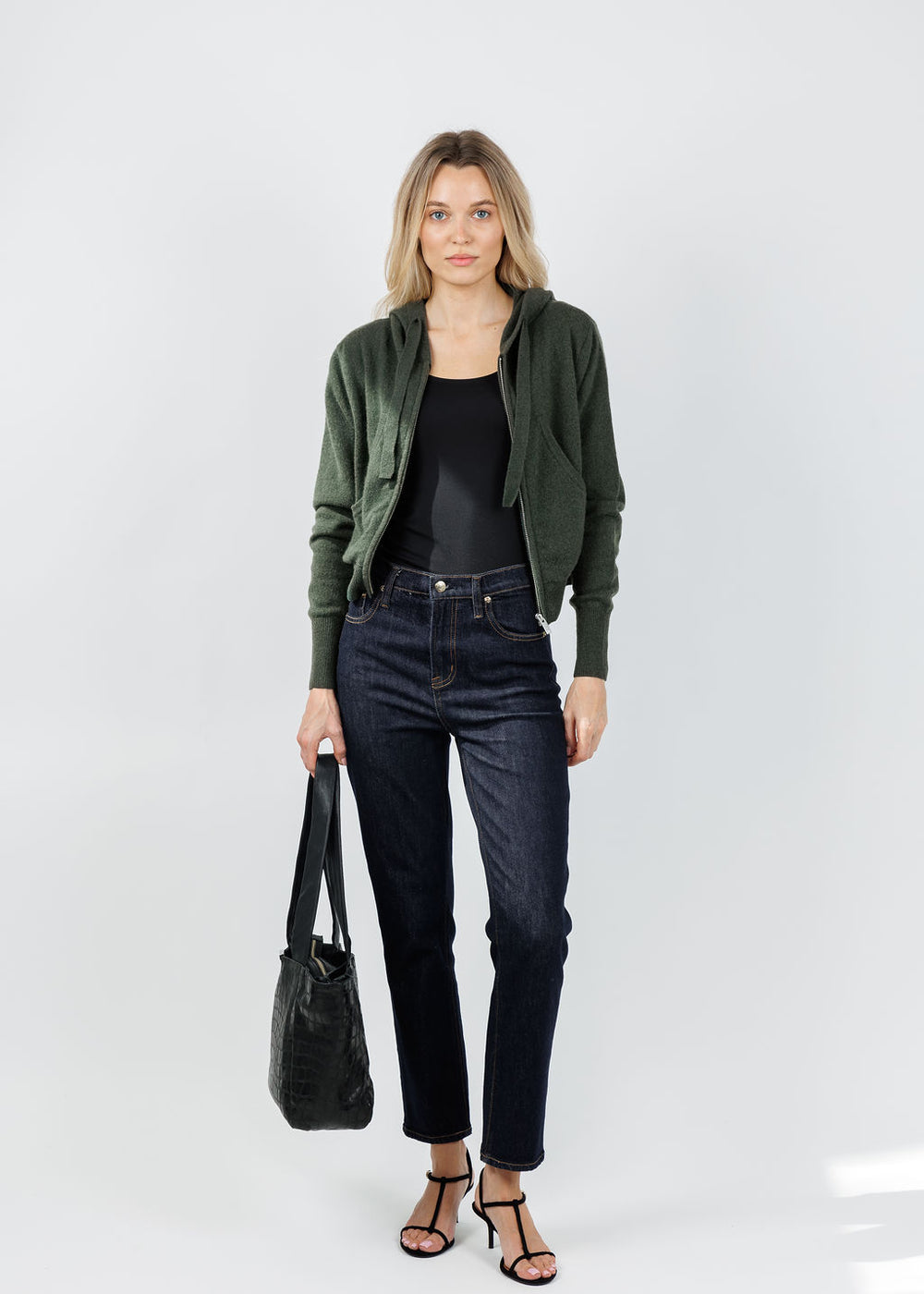 Colorush Rio Cropped Hoodie in Khaki available at Barbara Katz
