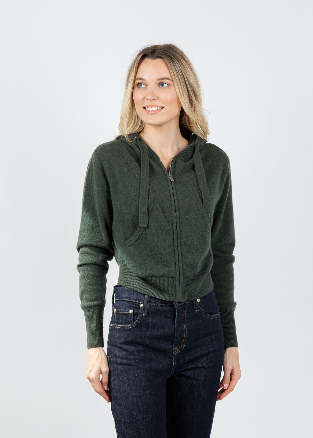 Colorush Rio Cropped Hoodie in Khaki available at Barbara Katz