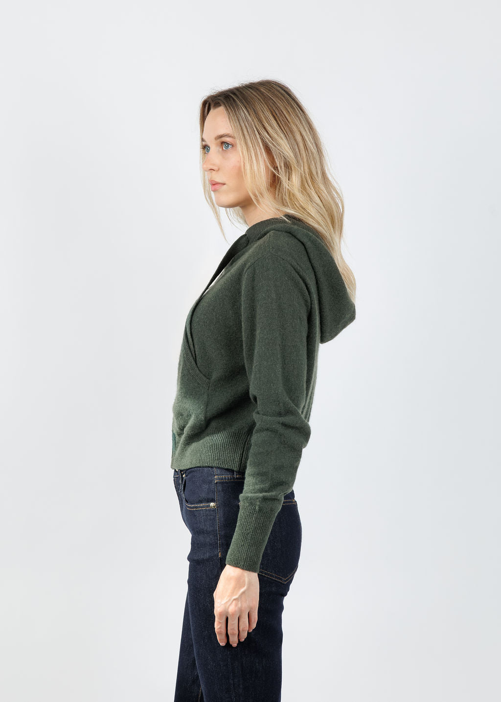 Colorush Rio Cropped Hoodie in Khaki available at Barbara Katz