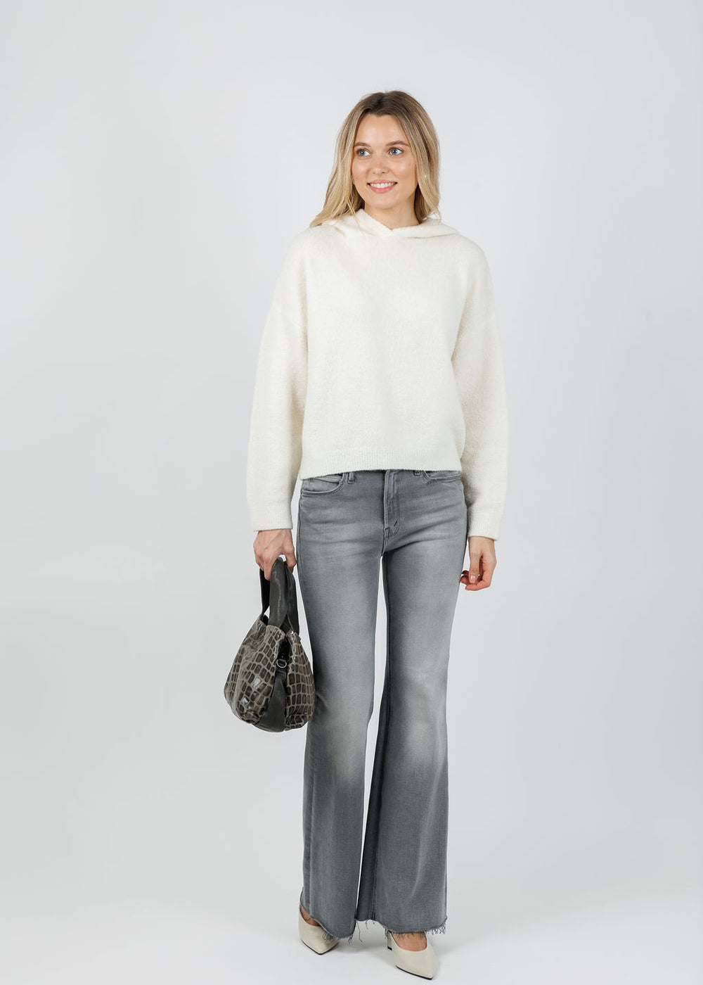 COLORUSH Zeta Jumana Hoodie in Snowdrop available at Barbara Katz
