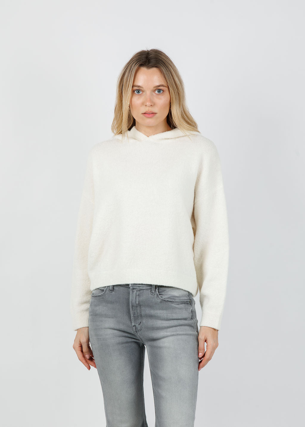 COLORUSH Zeta Jumana Hoodie in Snowdrop available at Barbara Katz