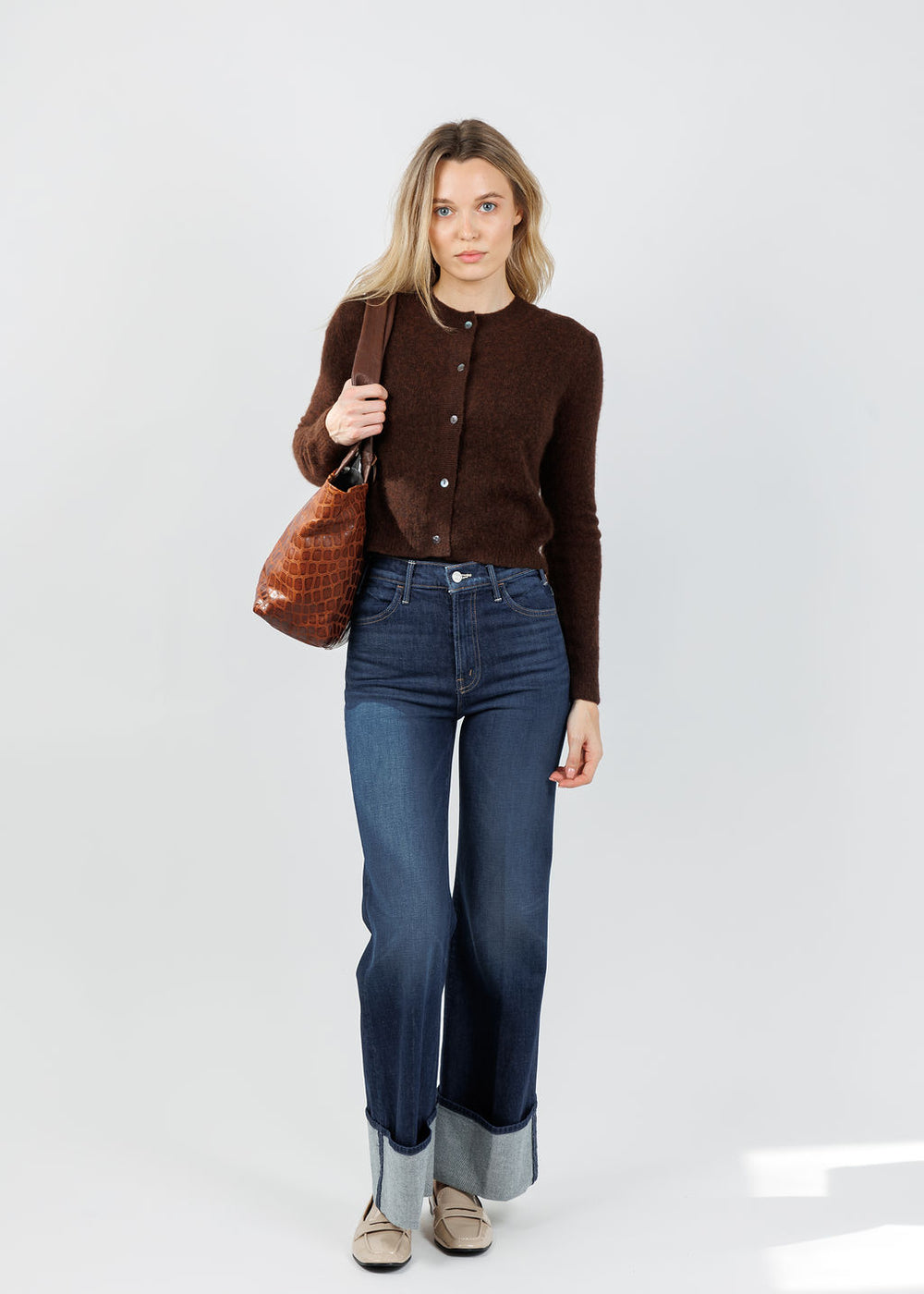 COLORUSH Amara Malou Cardigan in Americano available at Barbara Katz