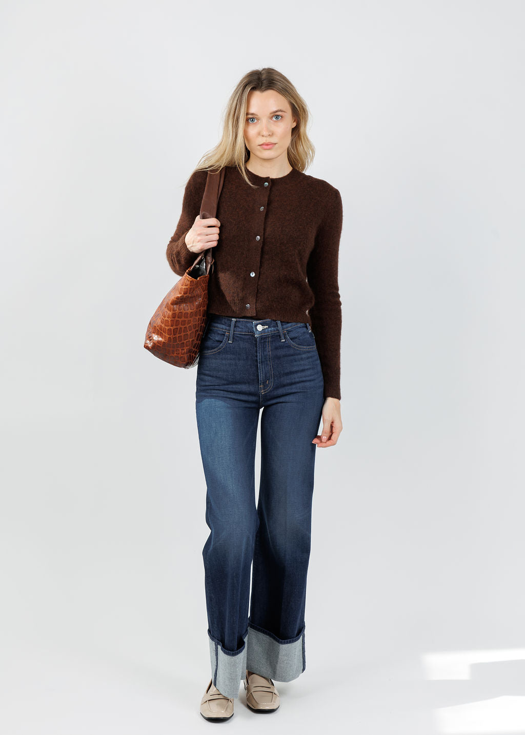 COLORUSH Amara Malou Cardigan in Americano available at Barbara Katz