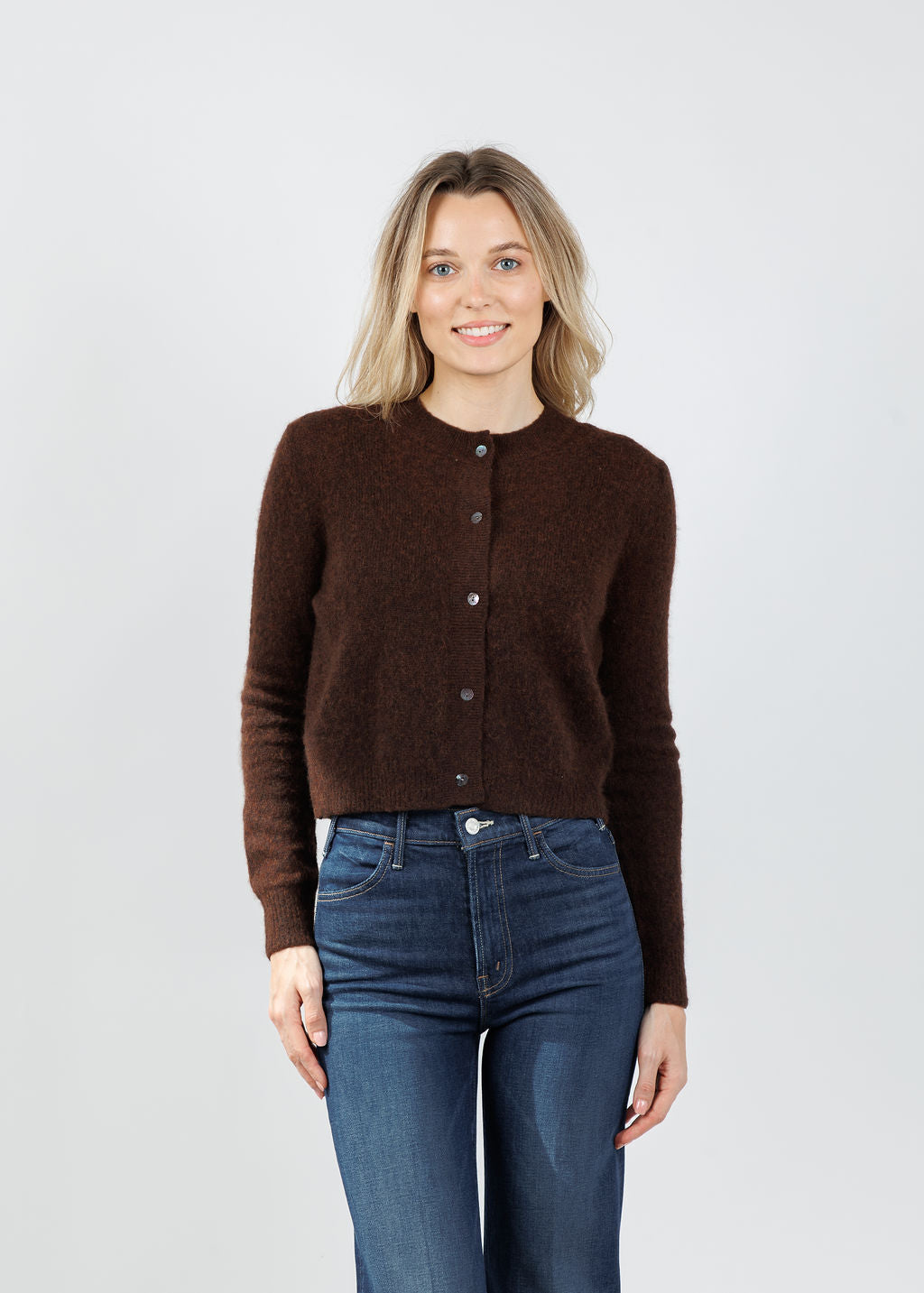 COLORUSH Amara Malou Cardigan in Americano available at Barbara Katz