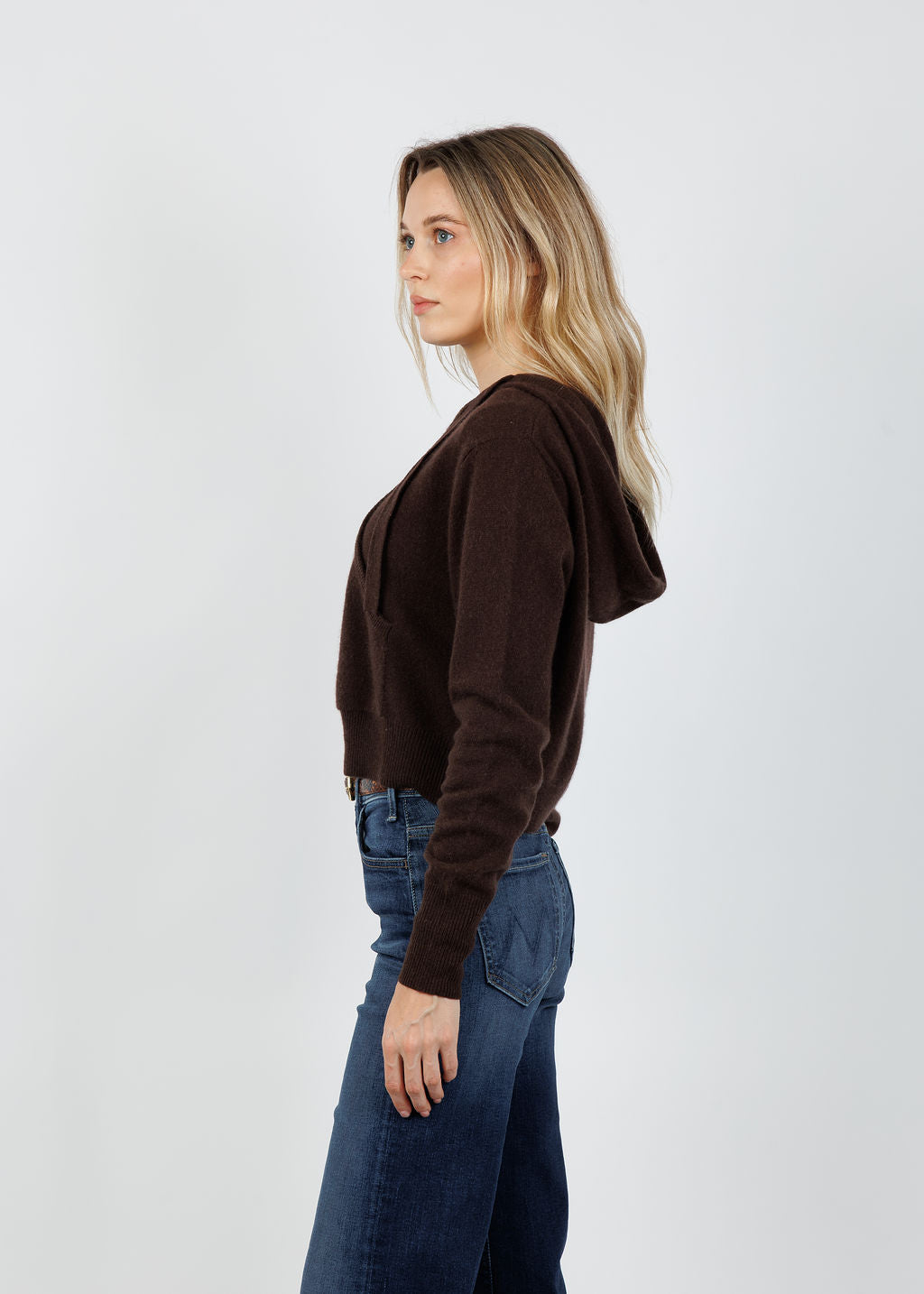 Colorush Rio Cropped Hoodie in Coffee available at Barbara Katz