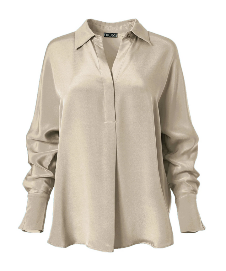 Diomi Half Button Isla Blouse in Champagne available at Barbara Katz