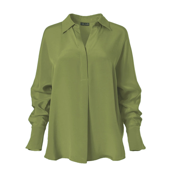 Diomi Half Button Isla Blouse in Moss available at Barbara Katz