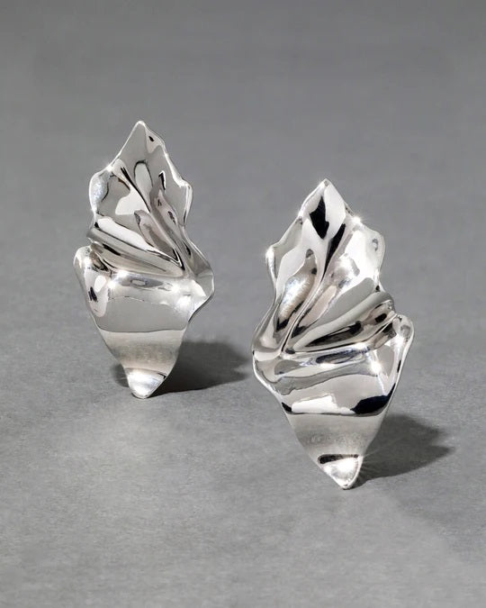 Alexis Bittar Crumpled Small Post Ear - Rhodium