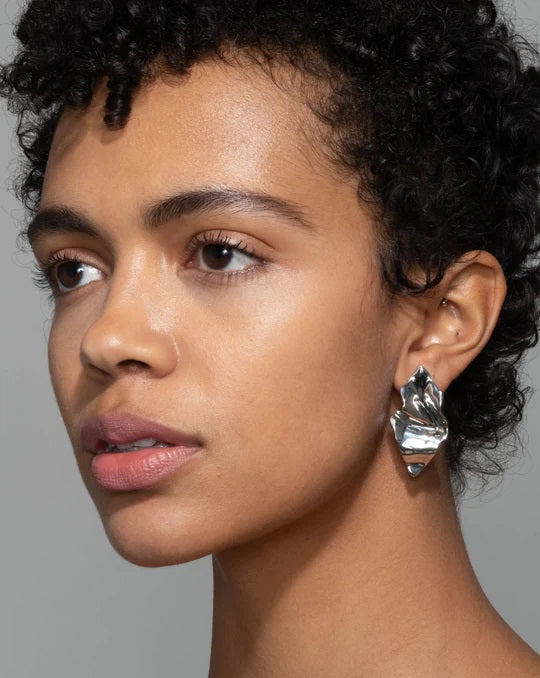 Alexis Bittar Crumpled Small Post Ear - Rhodium