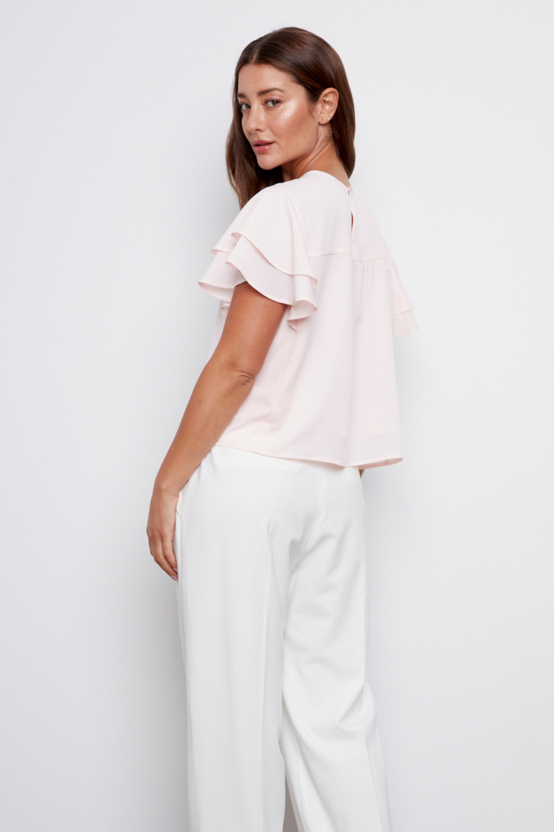 Crystelle Popover Blouse With Ruffle Detailing - Pink