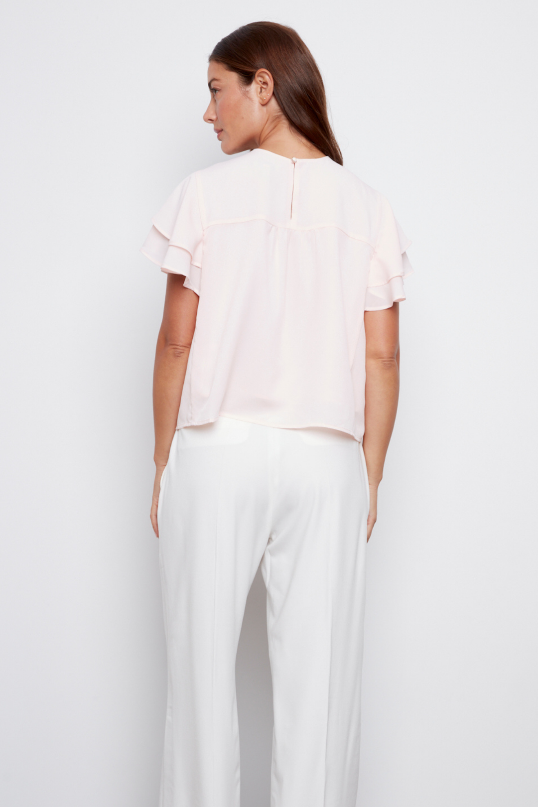 Crystelle Popover Blouse With Ruffle Detailing - Pink