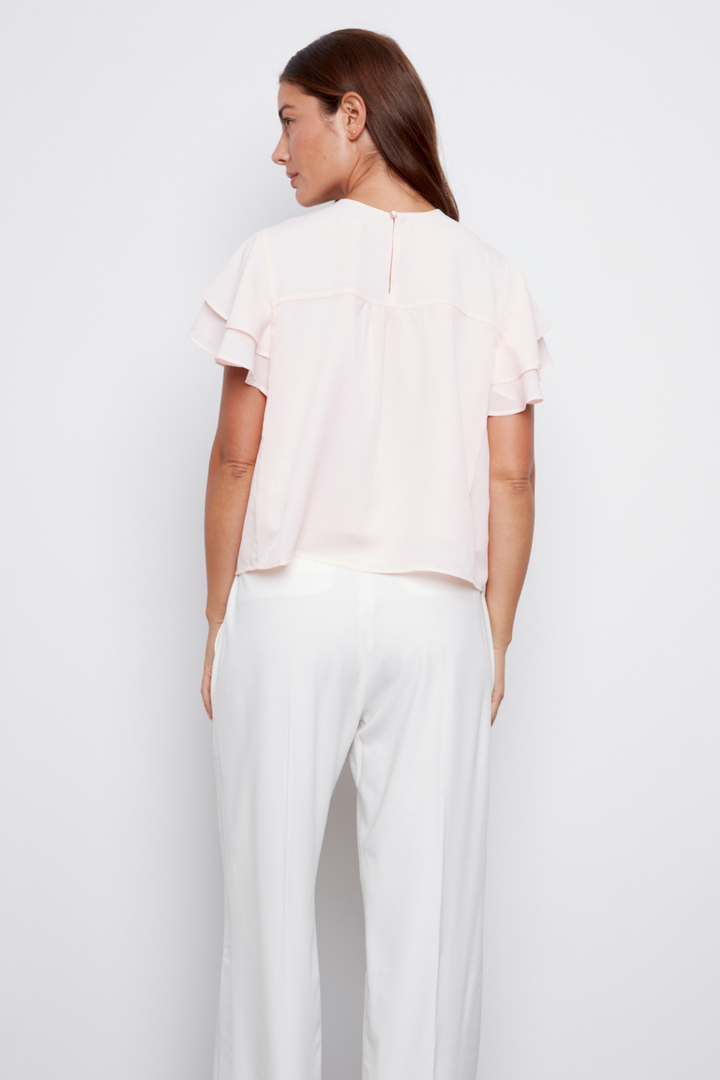 Crystelle Popover Blouse With Ruffle Detailing - Pink