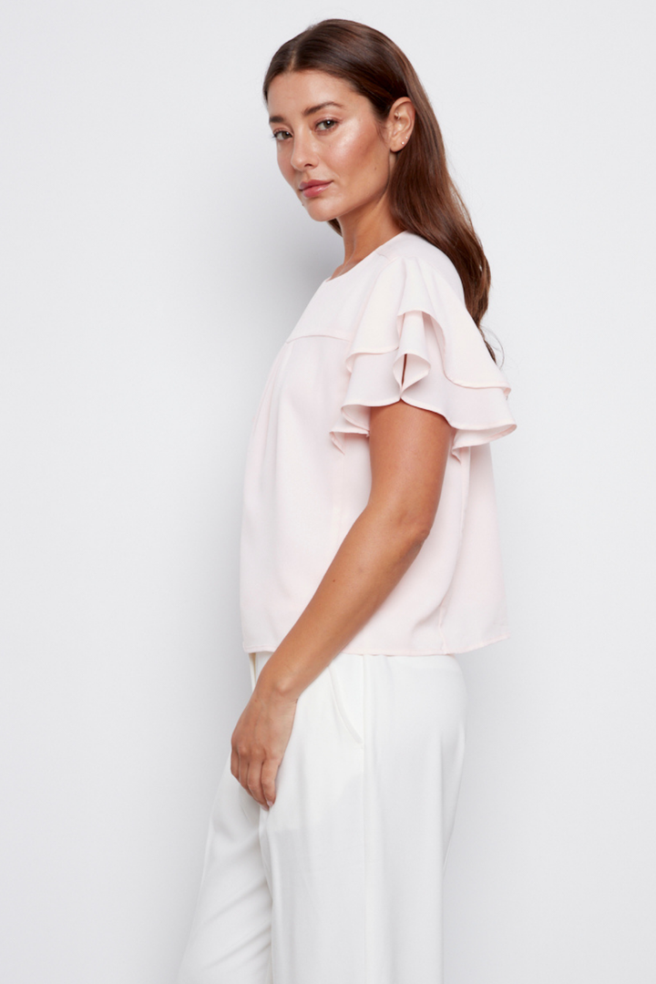 Crystelle Popover Blouse With Ruffle Detailing - Pink