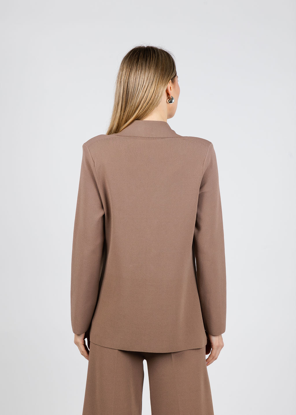 D.Exterior Beaded Trim Blazer in Mocha available at Barbara Katz