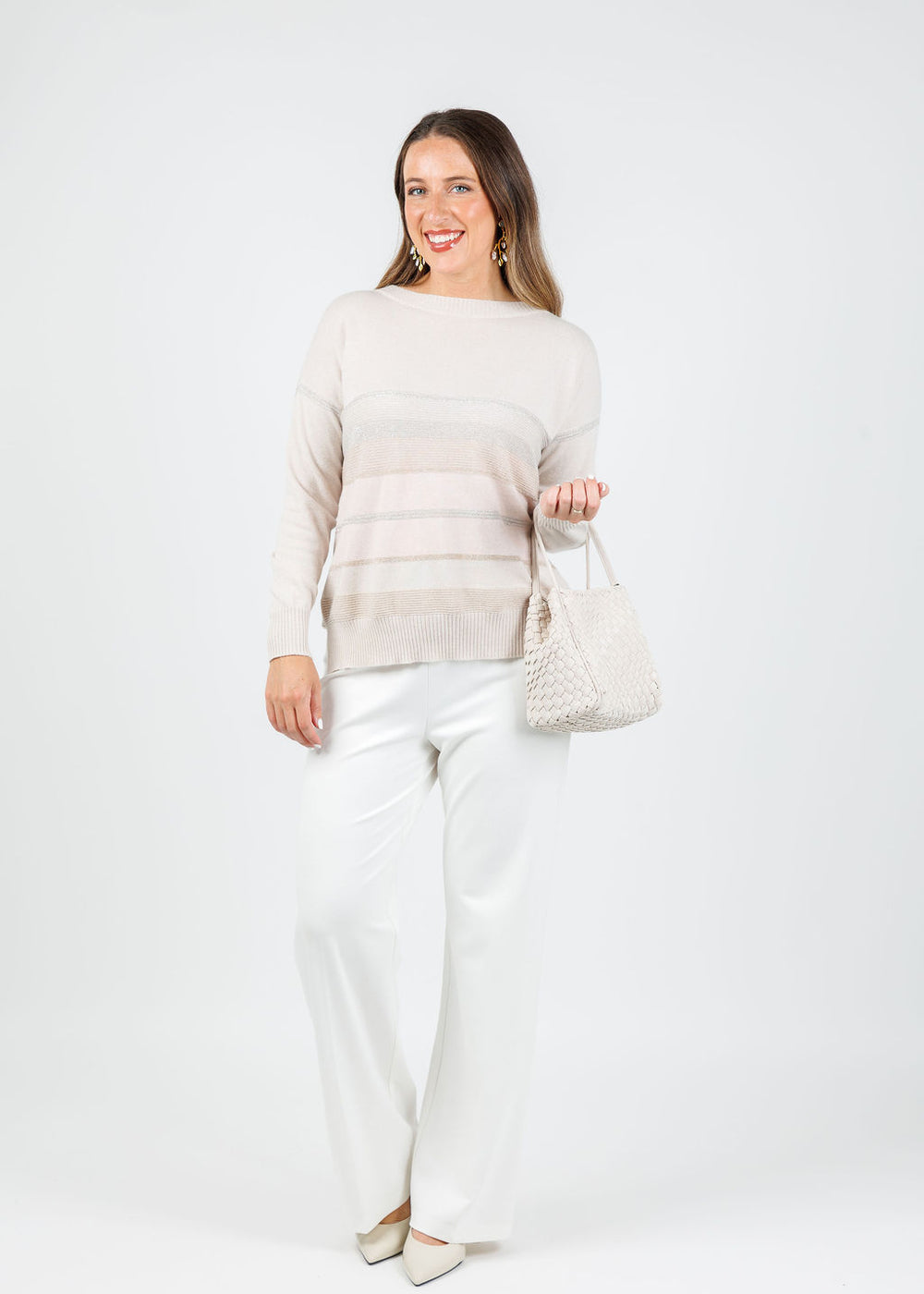 D.Exterior Boat Neck Sweater in Gesso available at Barbara Katz