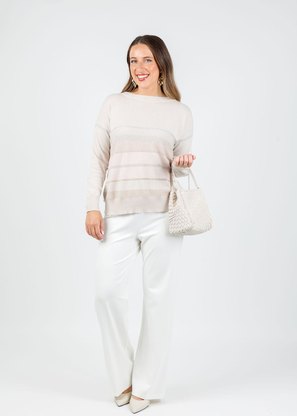 D.Exterior Boat Neck Sweater in Gesso available at Barbara Katz