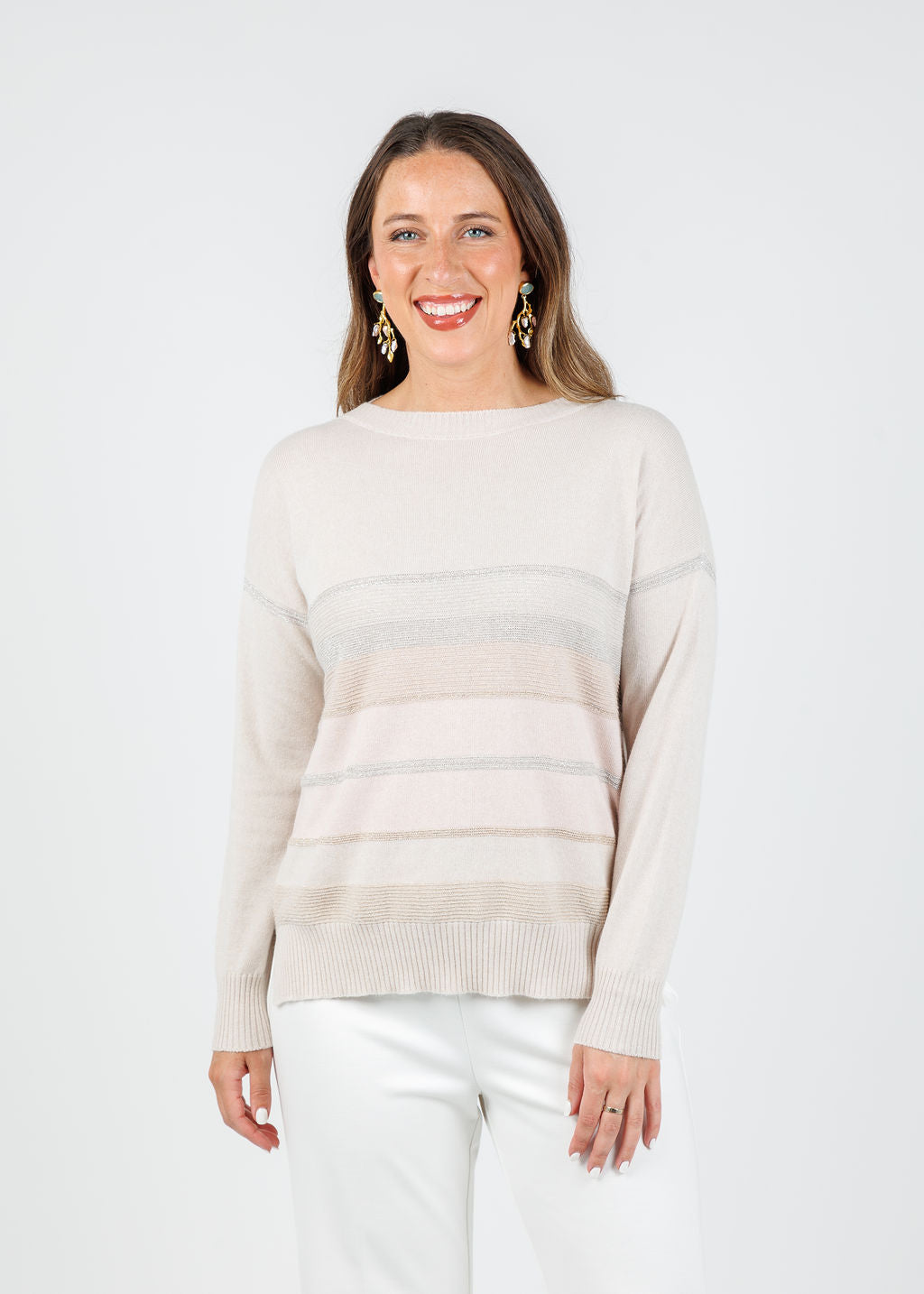 D.Exterior Boat Neck Sweater in Gesso available at Barbara Katz