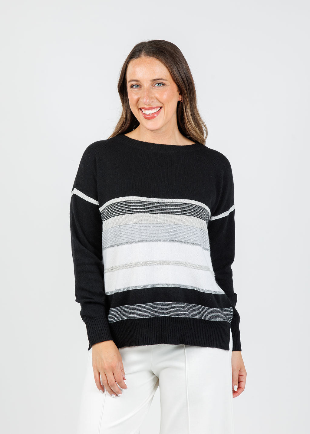 D.Exterior Boat Neck Sweater in Nero available at Barbara Katz