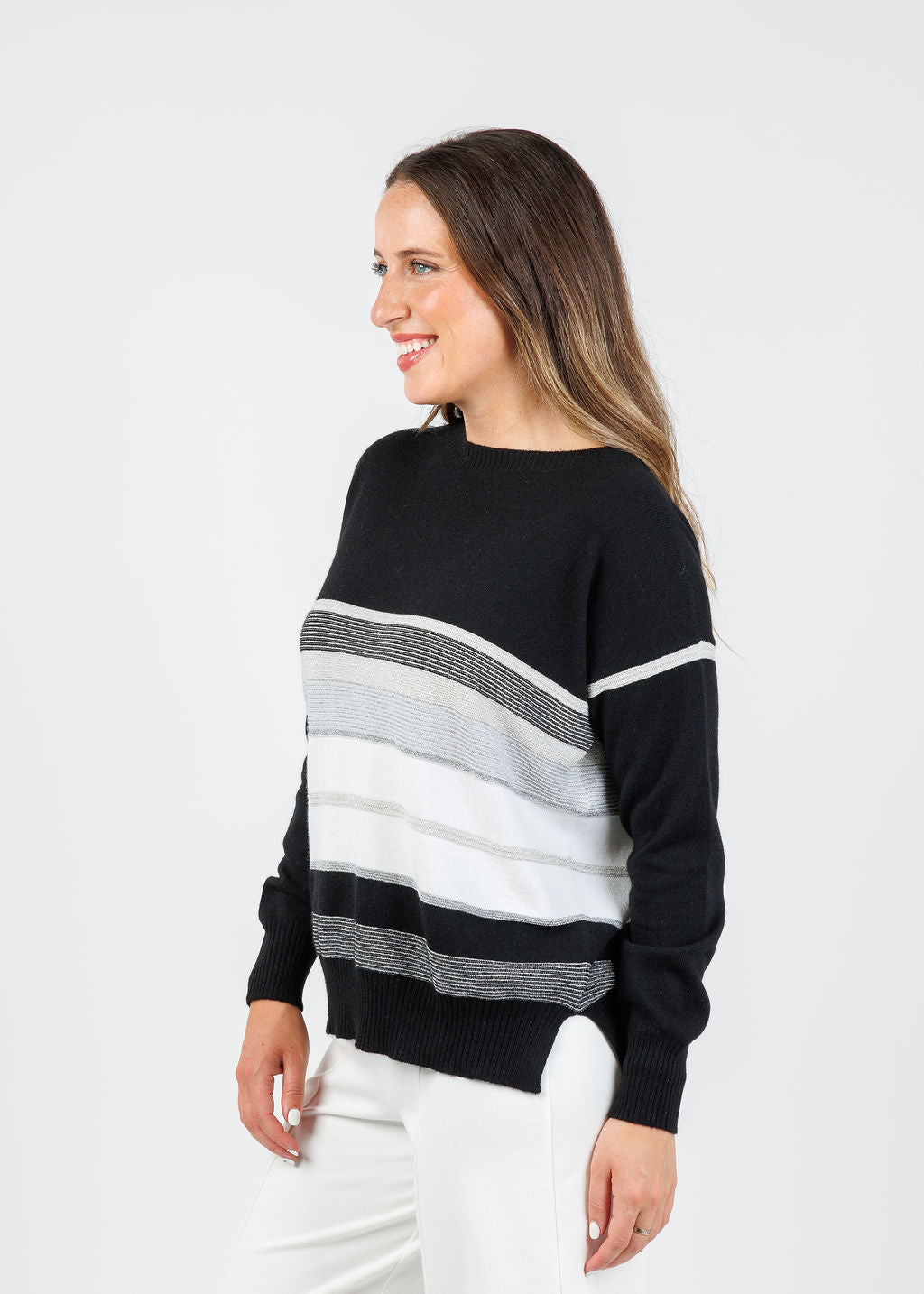 D.Exterior Boat Neck Sweater in Nero available at Barbara Katz