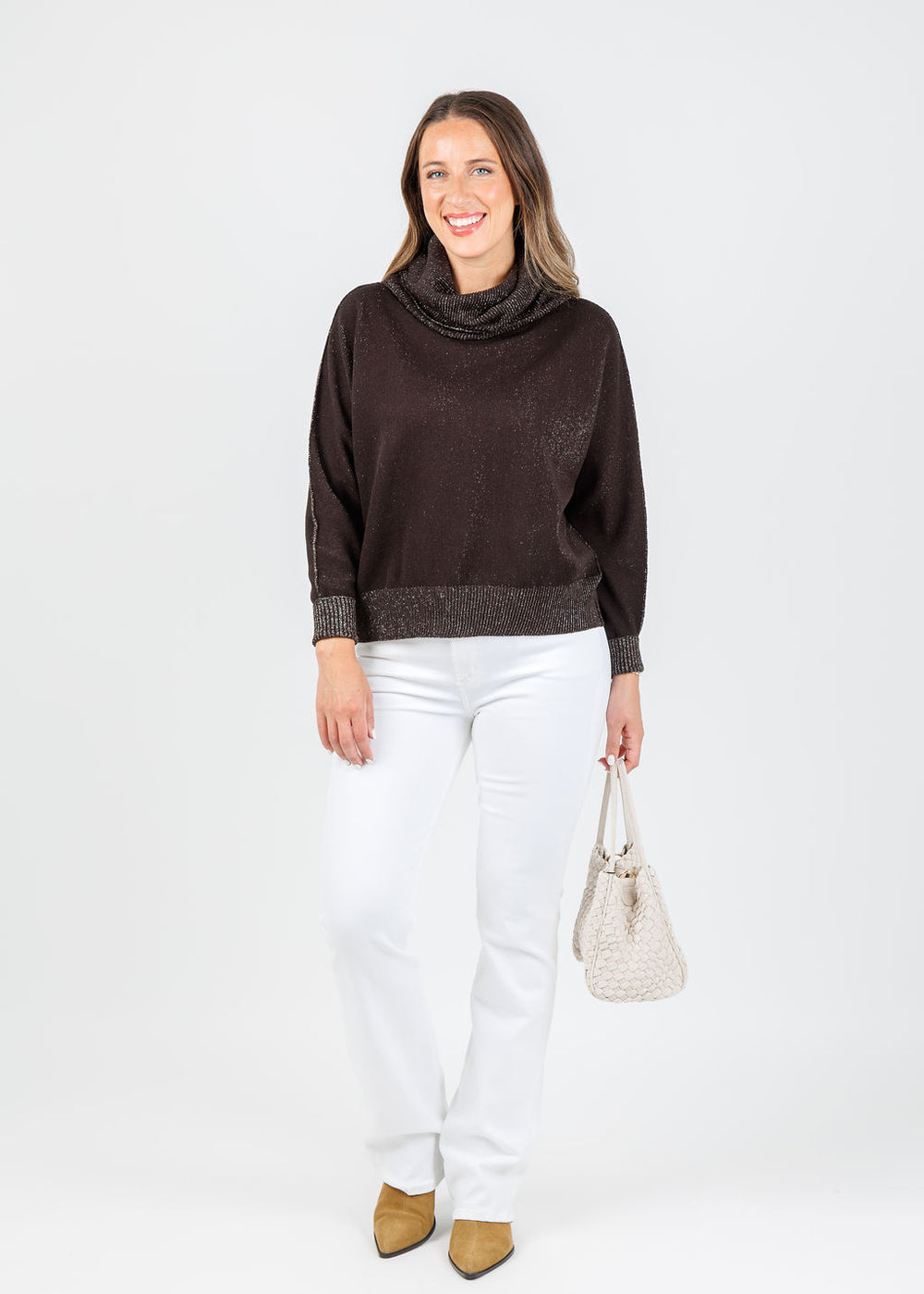 D.Exterior Cowl Neck Sweater in Wenge available at Barbara Katz