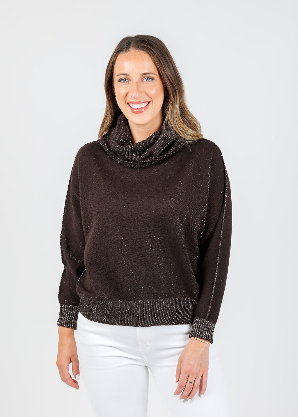 D.Exterior Cowl Neck Sweater in Wenge available at Barbara Katz