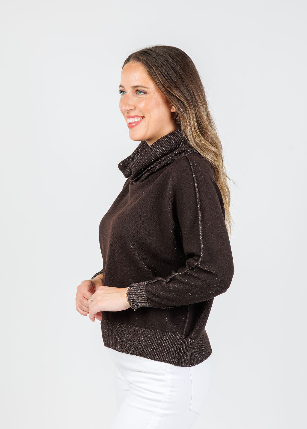 D.Exterior Cowl Neck Sweater in Wenge available at Barbara Katz