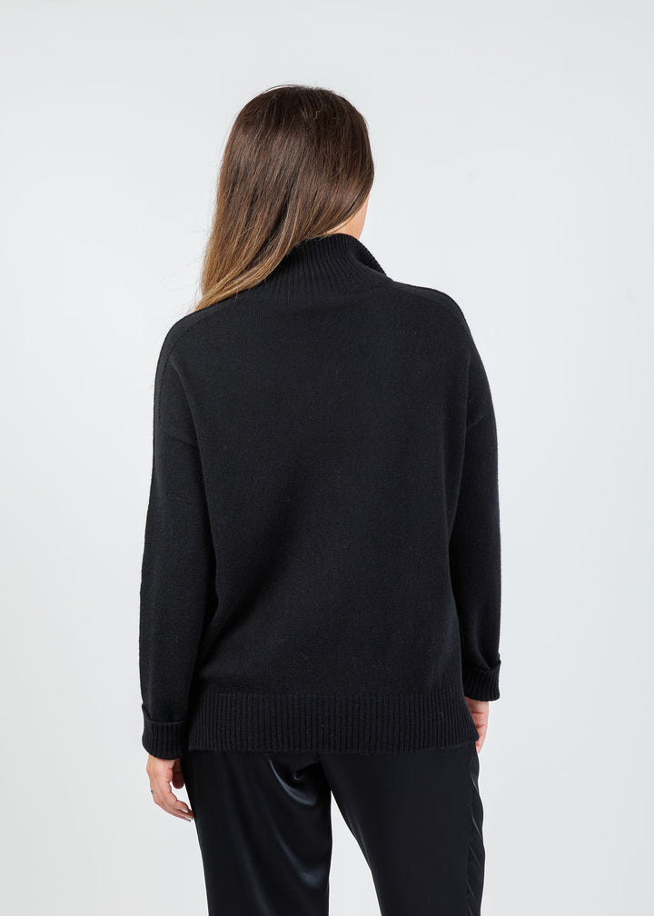 D.Exterior Half Zip Sweater in Nero available at Barbara Katz