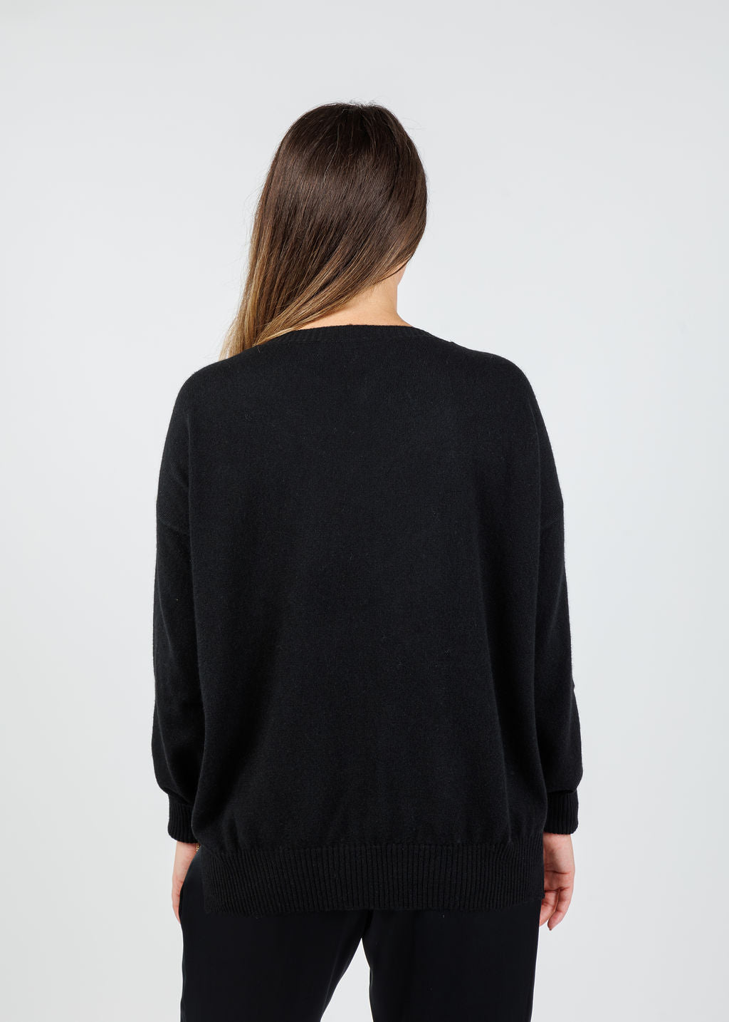 D.Exterior V Neck Sweater in Nero available at Barbara Katz