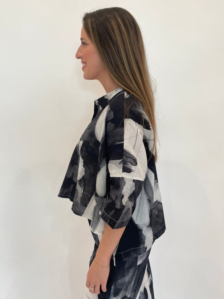 Ingrid Munt Denise Printed Shirt in Black/White available at Barbara Katz