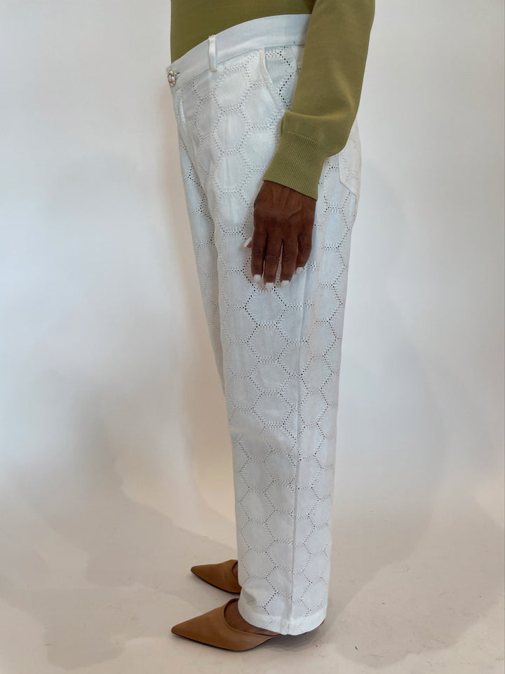 Leo & Ugo Lace Pants in White available at Barbara Katz