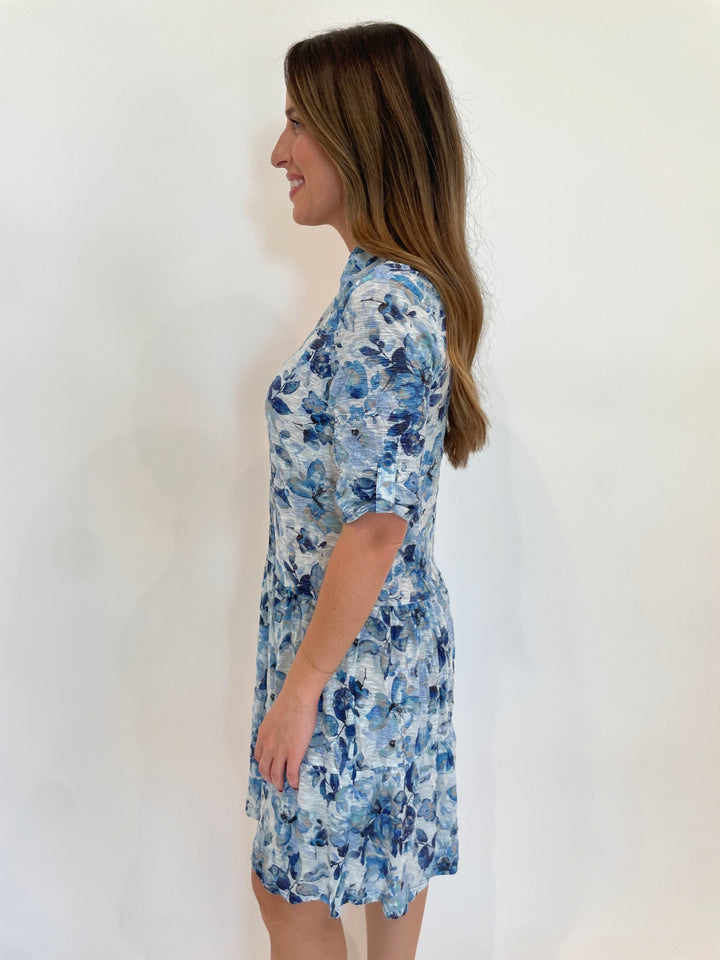 David Cline Annabel Snap Front Tier Dress in Mist available at Barbara Katz