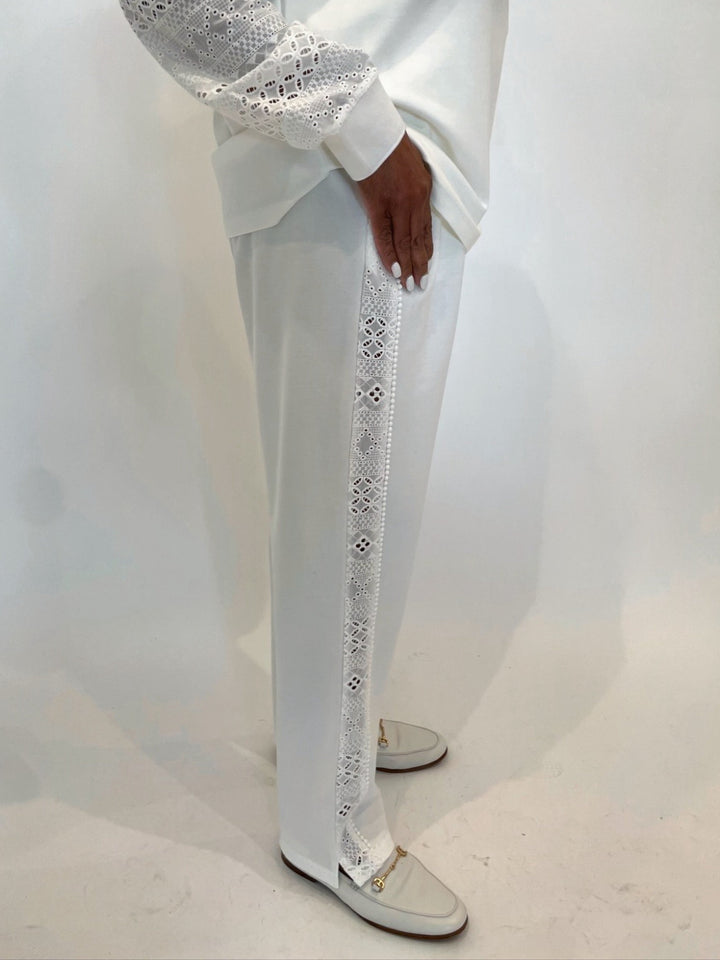 Leo & Ugo Marcella Lace Pants in White available at Barbara Katz