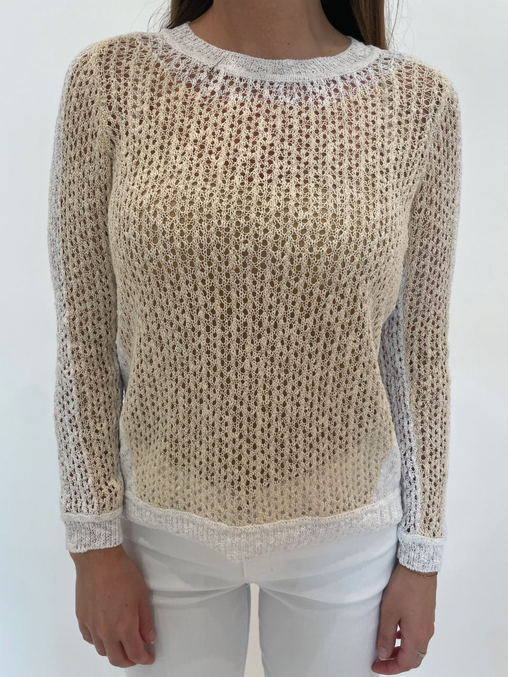 Peace of Cloth Lolita Mesh Sweater in Linen Beige available at Barbara Katz